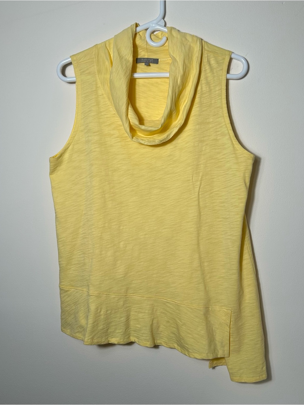 Habitat Sleeveless Top Womens Medium Yellow Cowl Neck Asymmetrical Hem‎ Tunic
